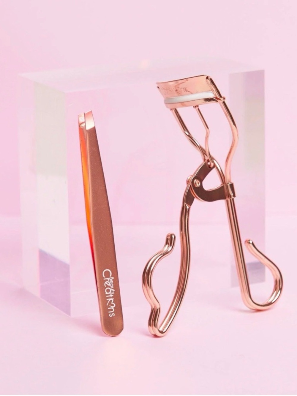 Beauty Creations Rosegold Eyelash Curler And Tweezer Set
